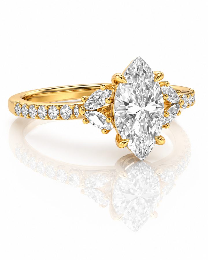 Gold marquise diamond engagement ring